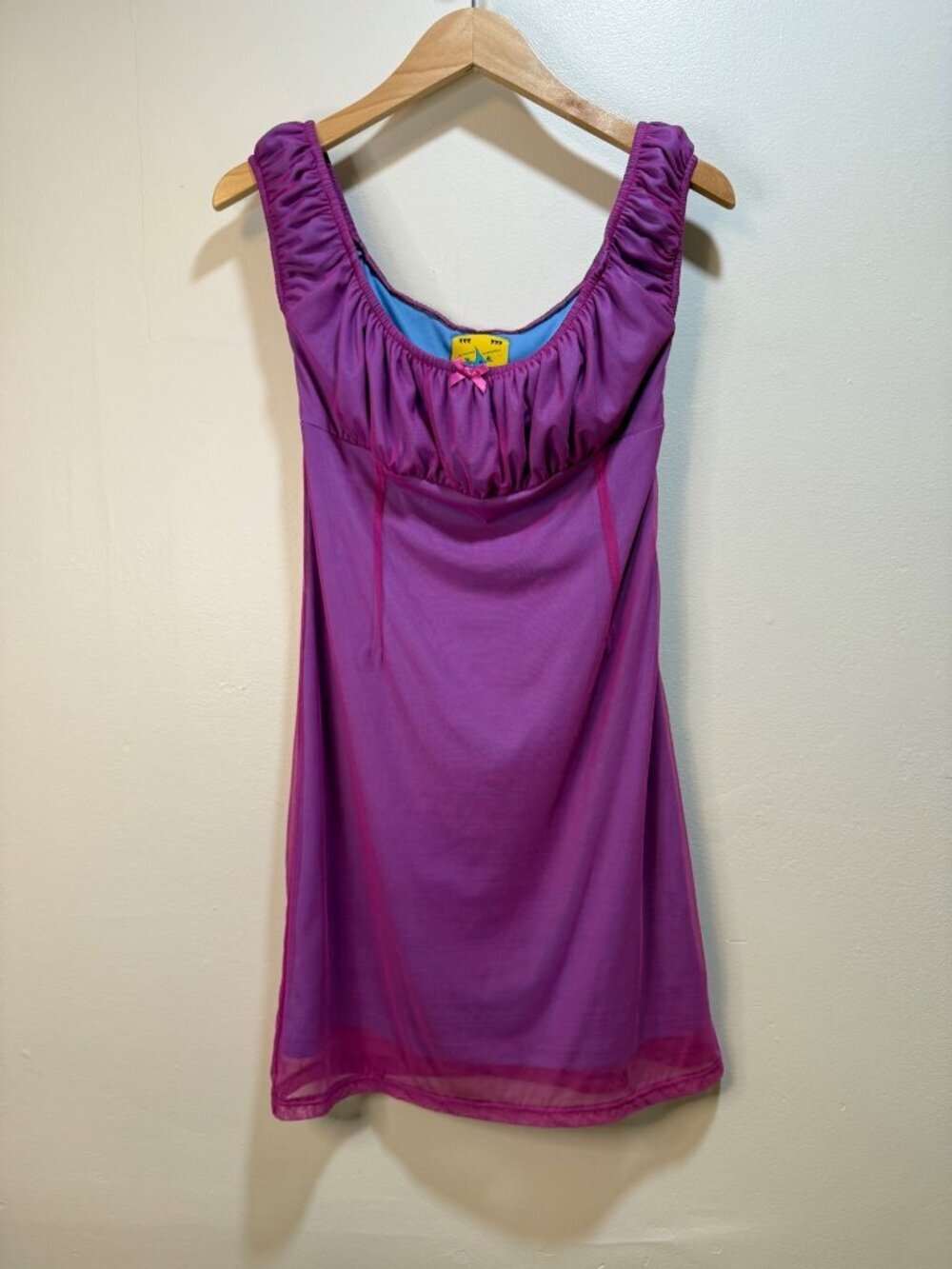 Unif Purple Linger Mesh Overlay Blue Grunge Goth Rave Punk Y2K M